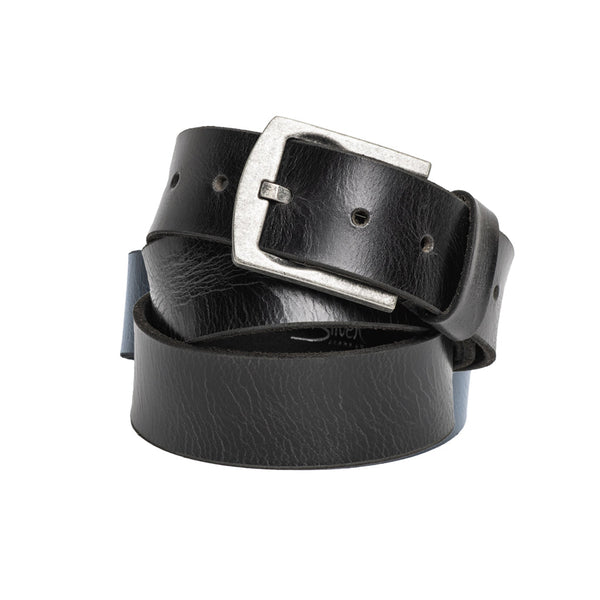 Silver 2 Tone Vintage Black Belt