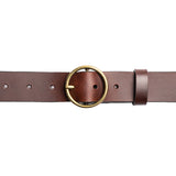 Silver Circle Buckle Brown Belt