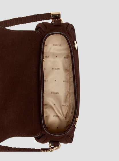 Guess Dayna Flap Shoulder Bag - Espresso