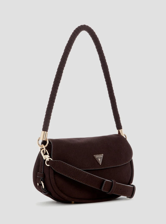 Guess Dayna Flap Shoulder Bag - Espresso