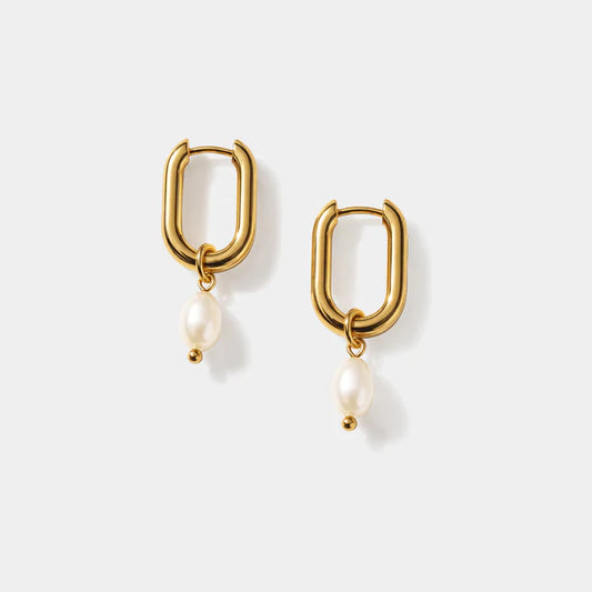 Bizou Gold Hoop With Pearl Charm