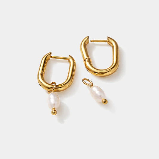 Bizou Gold Hoop With Pearl Charm
