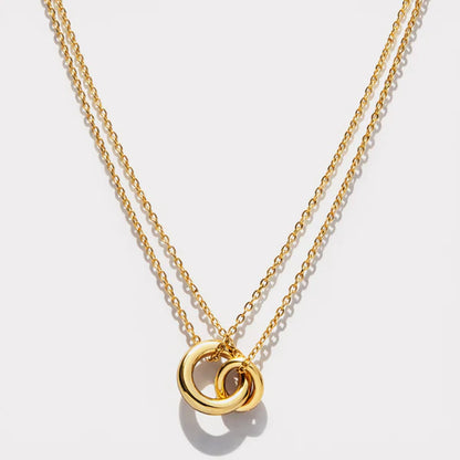 Bizou Intertwined Charms Golden Double Chain Necklace