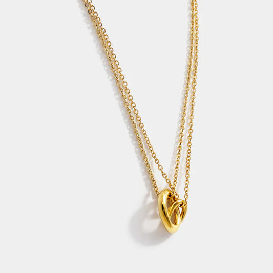 Bizou Intertwined Charms Golden Double Chain Necklace