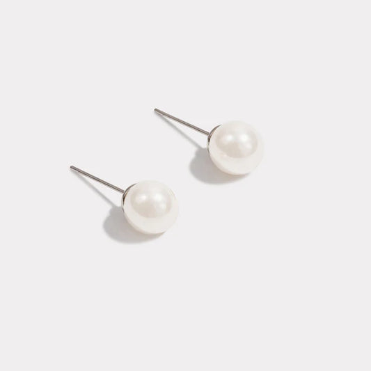 Bizou Silver 8mm Pearl Earrings