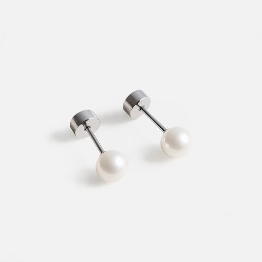 Bizou Mini Silvered Earrings with 3mm Pearl