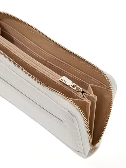 Guess Coleen SLG Large Zip Around Wallet - Off White