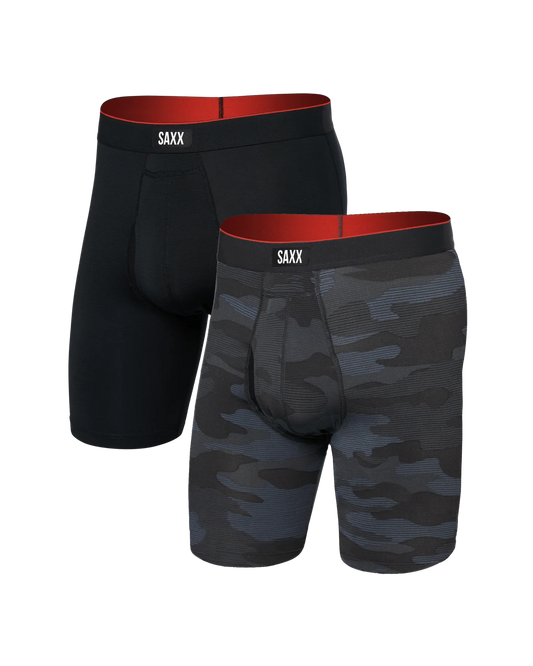 Saxx Multi-sport Mesh Boxer Brief Fly 2PK - Remote Camo & Black
