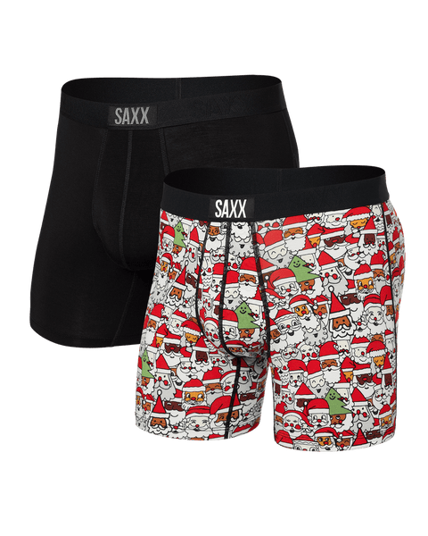 Saxx Vibe Super Soft Boxer 2pk - All The Santas/Black