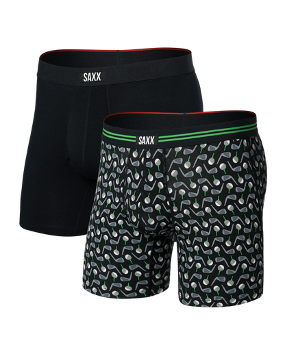 Saxx 2 Pack Vibe Xtra Soft Boxer Brief Fly - Back Nine & Black