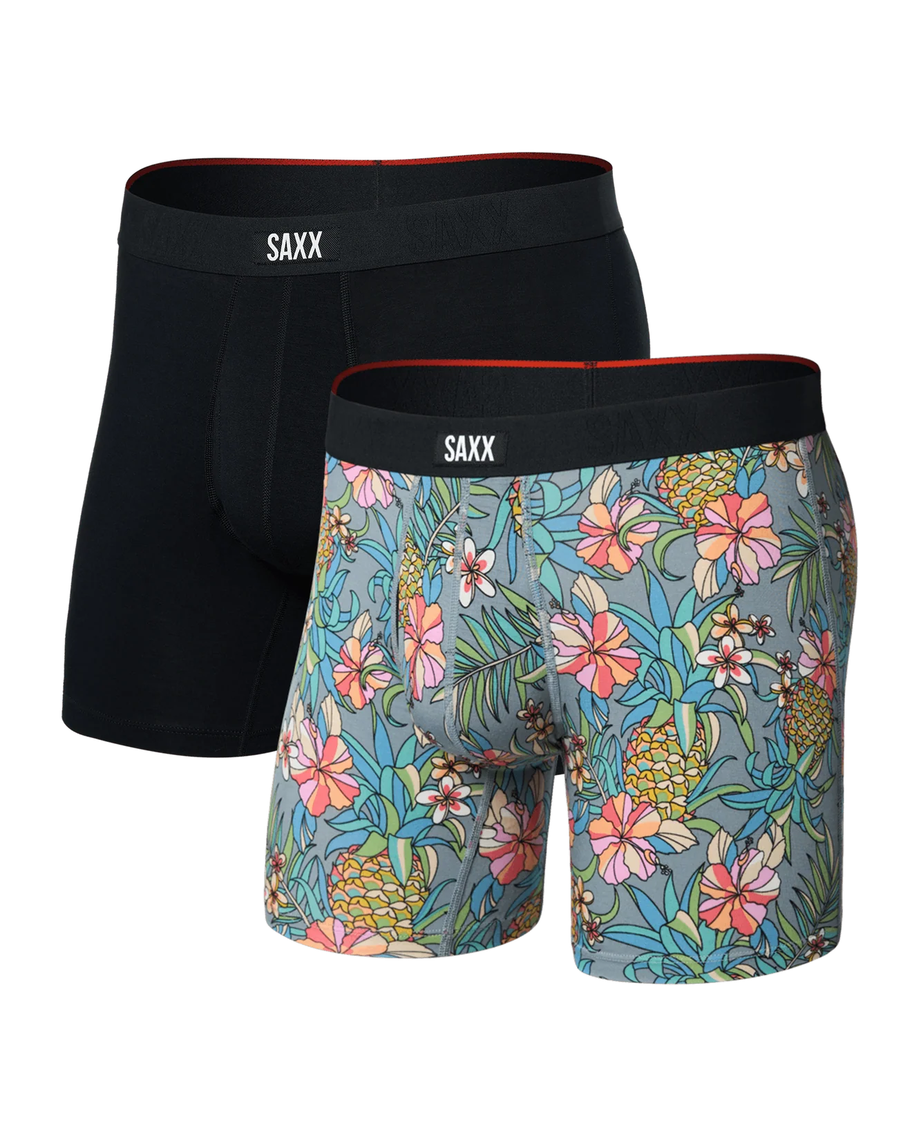 Saxx Vibe Xtra Soft Comfort Boxer Brief Fly 2PK - Pineapple Field & Black