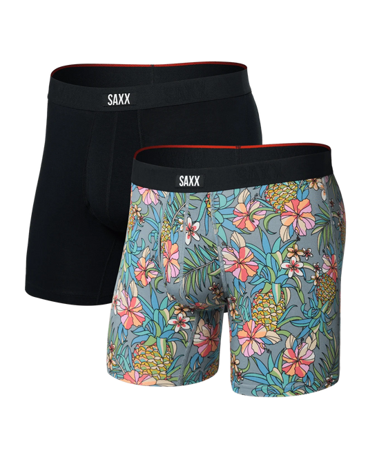 Saxx Vibe Xtra Soft Comfort Boxer Brief Fly 2PK - Pineapple Field & Black