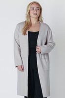 Dex Longline Open Cardigan - Light Grey Melange