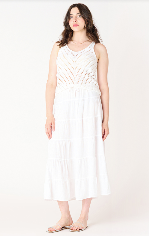 Dex Pointelle Knit Tank Top - White