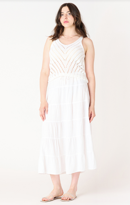 Dex Pointelle Knit Tank Top - White
