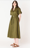 Dex Belted Midi Shirt Dress - Olive