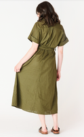 Dex Belted Midi Shirt Dress - Olive