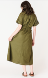 Dex Belted Midi Shirt Dress - Olive