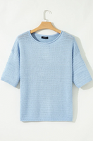 Dear Lover Short Sleeve Sweater - Sky Blue