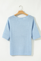 Dear Lover Short Sleeve Sweater - Sky Blue