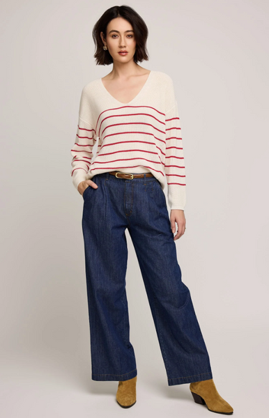 Gentle Fawn Tucker Pullover Sweater - Red Stripe