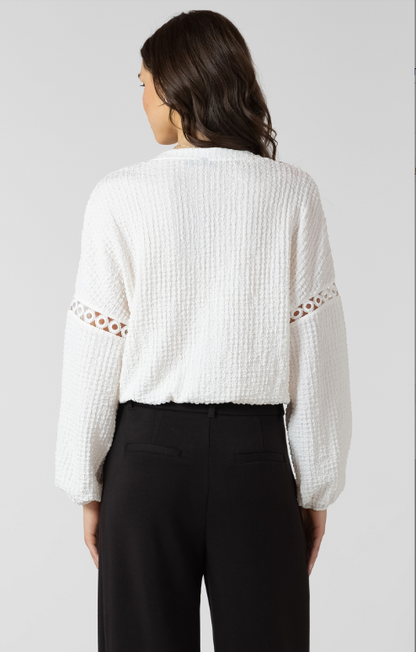 Dex Plus Lace Insert Textured Blouse - Ecru