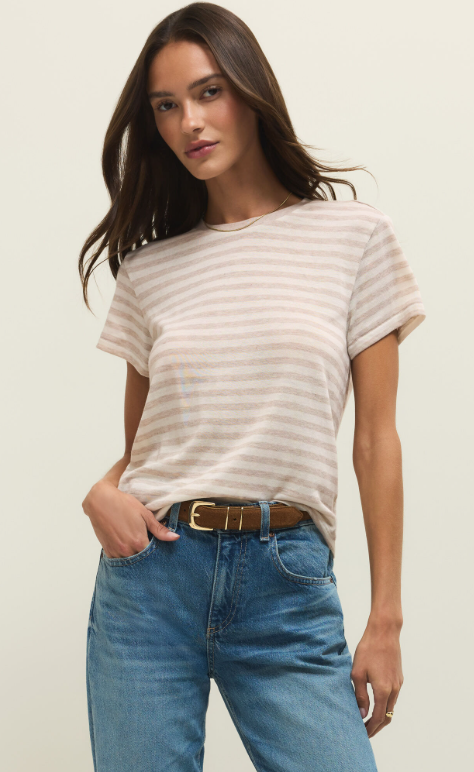 Z Supply Tourist Striped Tee - Natural Heather