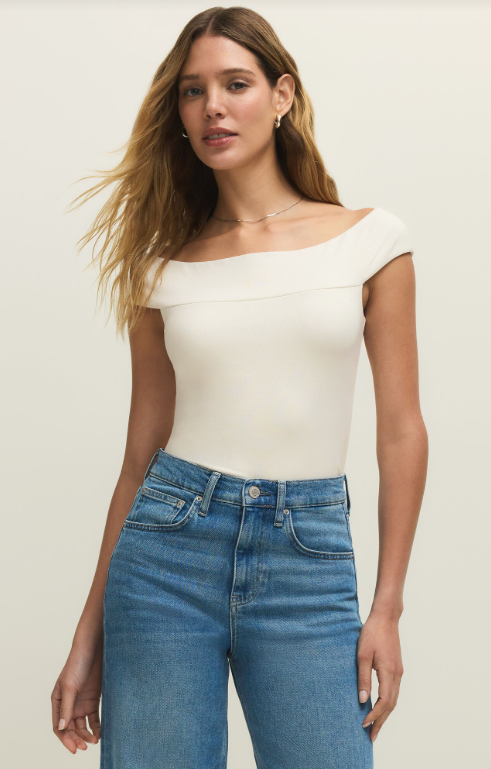 Z Supply Second Skin Off Shoulder Top - Cloud