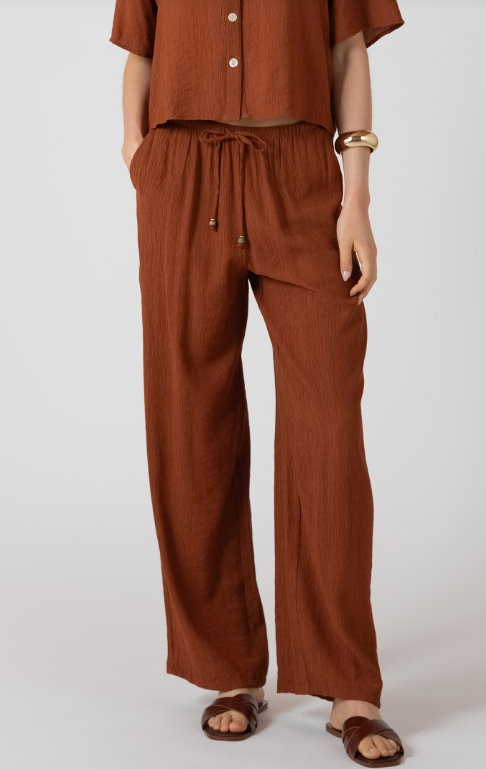 Dex Drawstring Wide Pant - Burnt Sienna