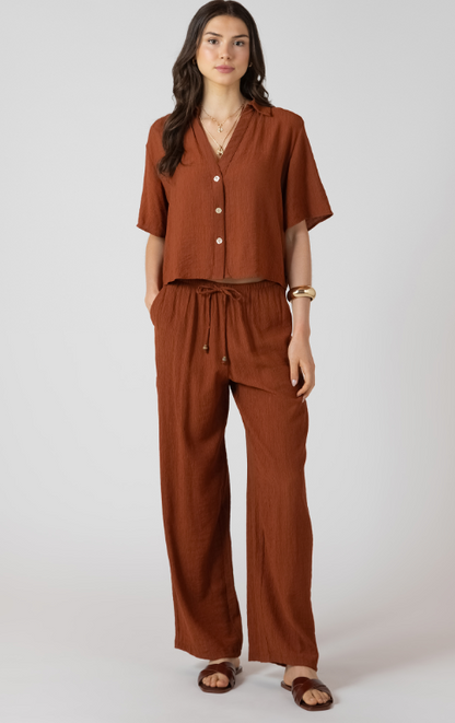 Dex Drawstring Wide Pant - Burnt Sienna