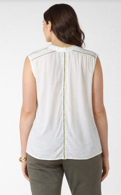 Dex Plus Blouse Pistachio Beaded Contrast Trim Blouse