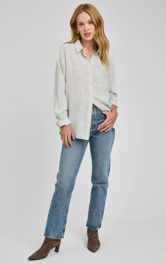 Gentle Fawn Dominique Button Down Shirt - White Stripe