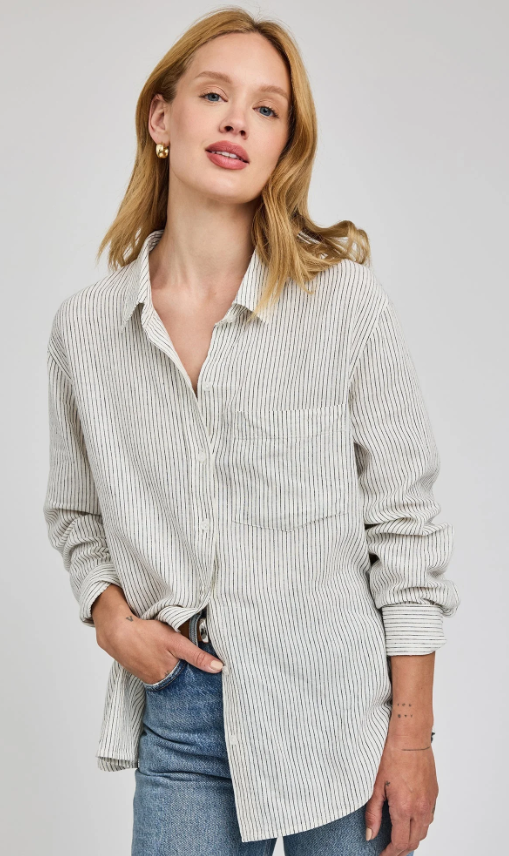 Gentle Fawn Dominique Button Down Shirt - White Stripe