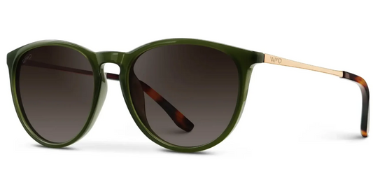 Wear Me Pro Drew Women's Polarized Round Sunglasses - Olive Green & Brown Lens