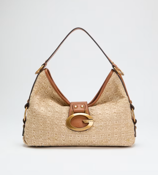 Guess Camden Shoulder Bag - Natural/Cognac