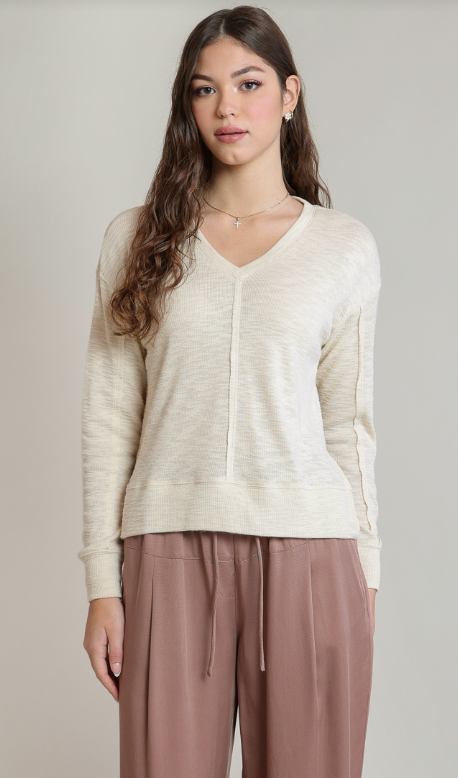 Dex V-Neck Knit Top - Shell