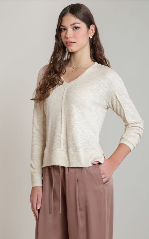 Dex V-Neck Knit Top - Shell