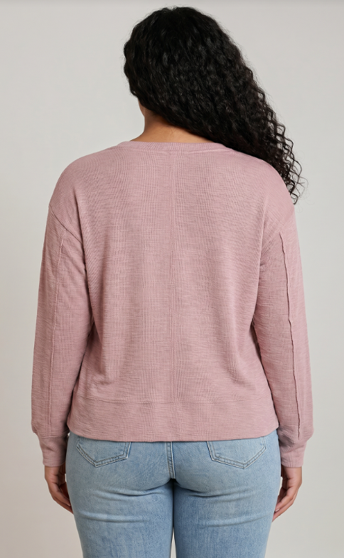 Dex Plus V-Neck Knit Top - Dusty Rose