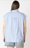 Dex Plus Cap Sleeve Collared Blouse - Chambray/White Stripe
