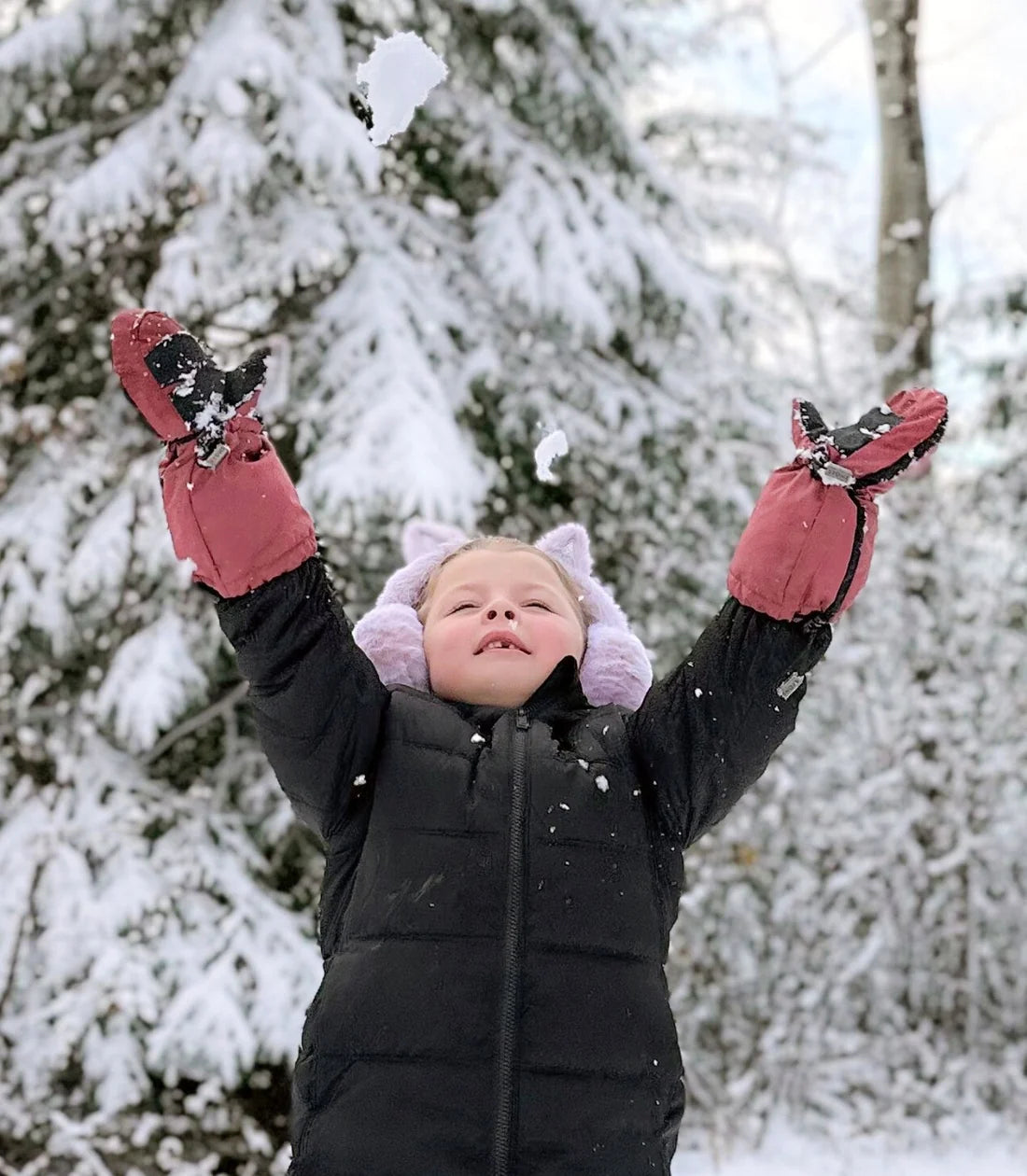 Stonz Snow Mitts - Dusty Rose & Heather grey