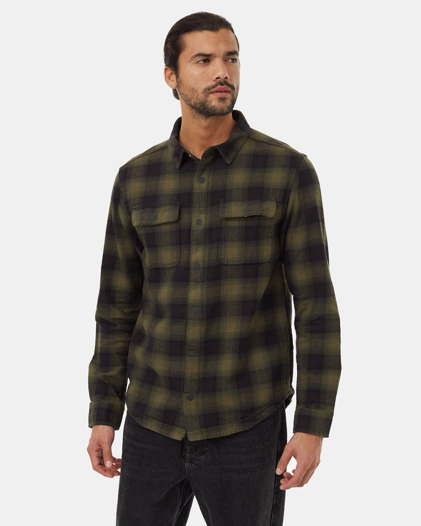Ten Tree Kapok Flannel Colville - Meteorite Black/Olive Night Green