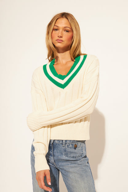 John + Jenn Theodore Collegiate Sweater - Clover
