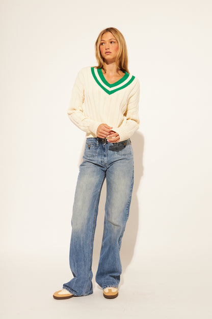 John + Jenn Theodore Collegiate Sweater - Clover