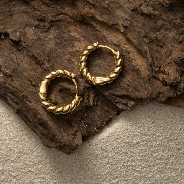 Tish Jewelry Elanor Earrings - Twisted Huggie Hoops