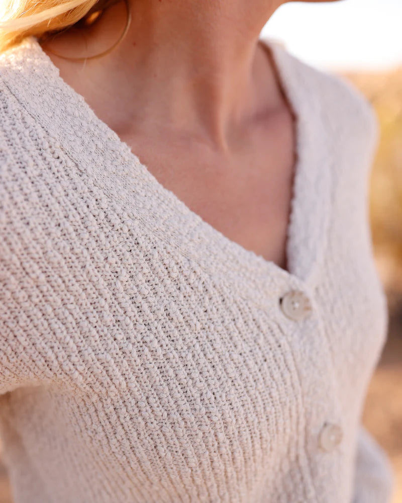 Ten Tree Poplar Cardigan- Cotton White