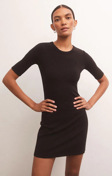 Z Supply Carolina Elbow Sleeve Mini Dress - Black