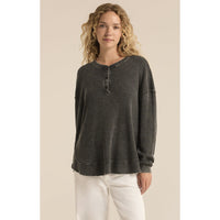 Z Supply Jax Cozy Waffle Henley - Black