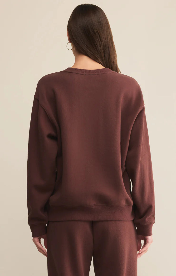 Z Supply Boyfriend Cotton Sweatshirt - Sandalwood