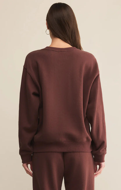 Z Supply Boyfriend Cotton Sweatshirt - Sandalwood