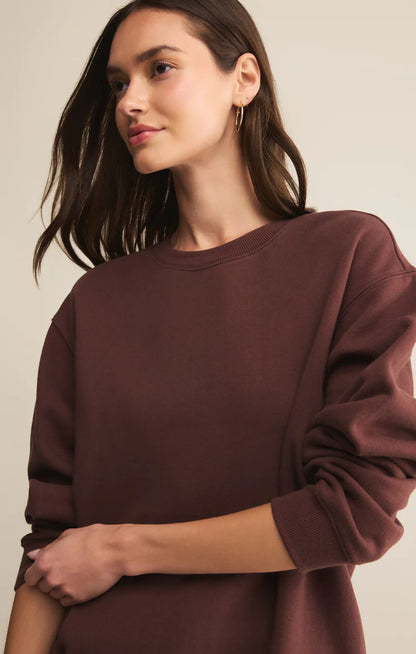 Z Supply Boyfriend Cotton Sweatshirt - Sandalwood